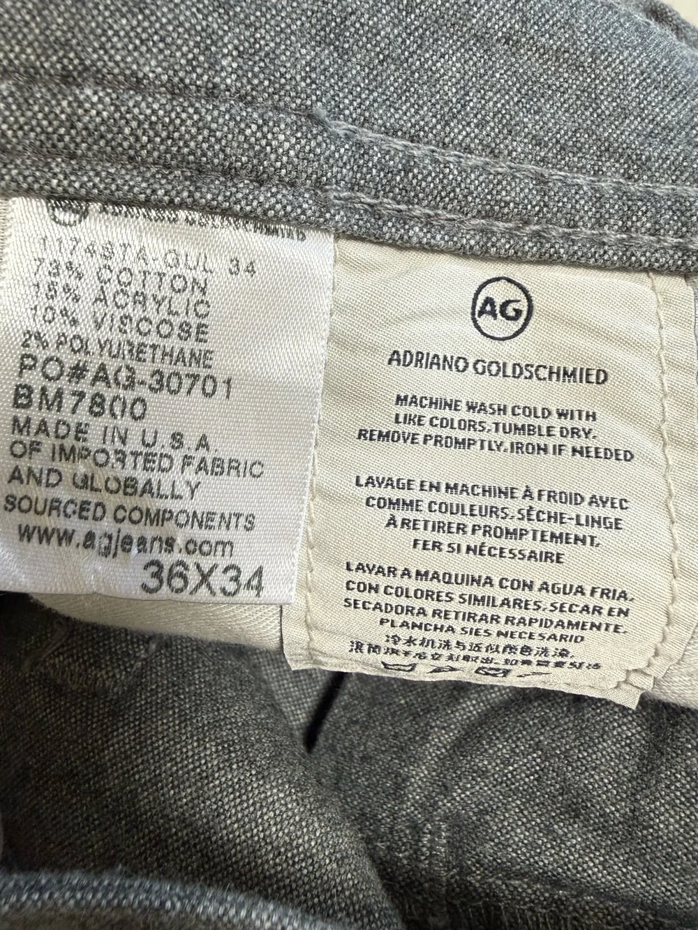 AG Adriano Goldschmied The Graduate Tailored Leg Gray Pants 36x34